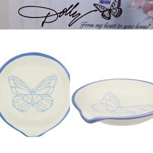 Dolly Parton Floral Butterfly Spoon Rest- Blue